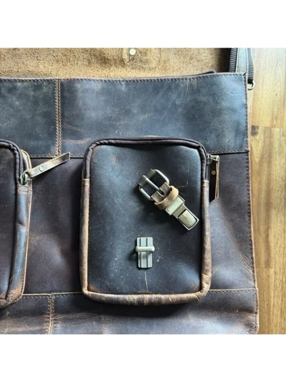 Denver‎ Leather Craft Potter Messenger Briefcase Bag Sz M Top Grain Buffalo NWOT